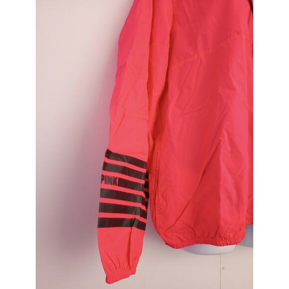 Victoria’s Secret PINK Hooded Windbreaker Jacket Medium • 1/4 Zip Casual Pink - Picture 2 of 6